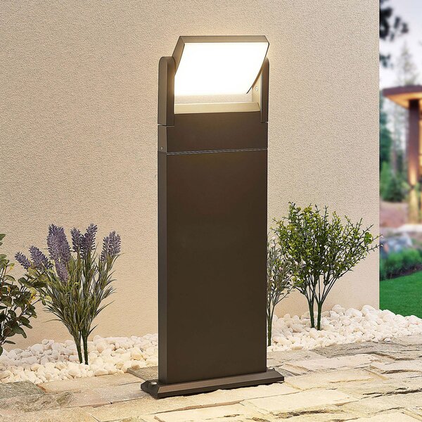 Lindby Cathalena bornă luminoasă LED în gri închis, Gri, Metal, Modern
