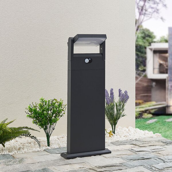 Lindby Novalie bornă luminoasă LED, Gri, Metal, Modern, Lumini solare