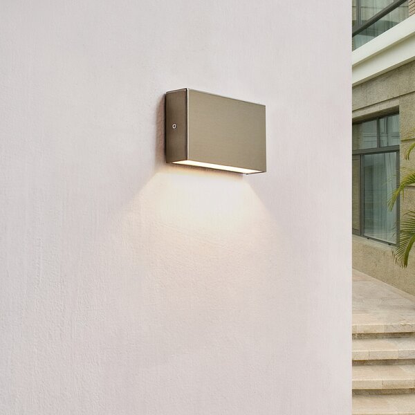 Arcchio LED lampă de exterior Karline, 530 lm, oțel inoxidabil, IP65, Metalic, Oțel inoxidabil, Modern, Soclu de perete jos