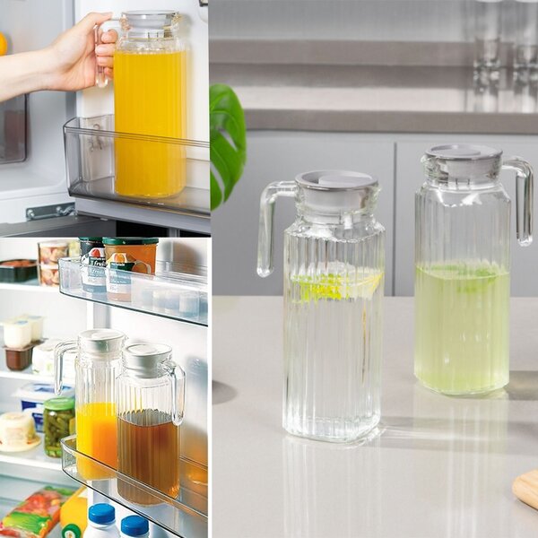 Carafa eleganta Pufo Simply din sticla pentru apa, limonada sau suc, 1L, transparent