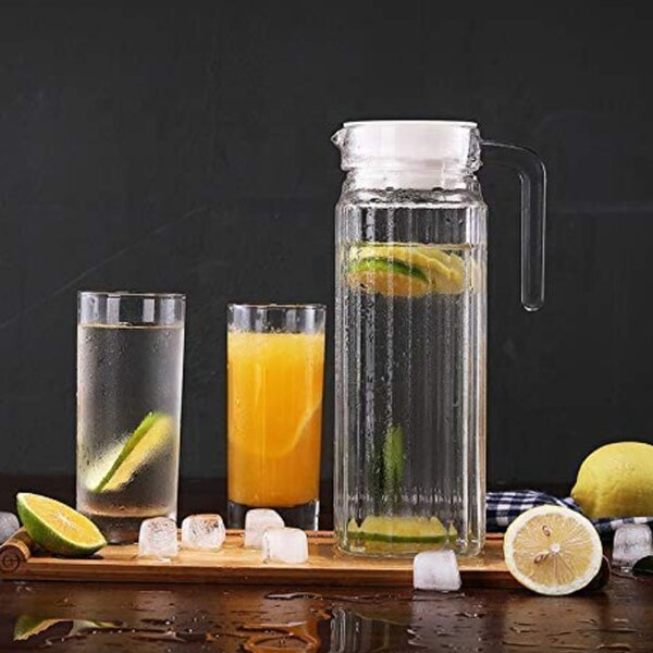 Carafa eleganta Pufo Simply din sticla pentru apa, limonada sau suc, 1L, transparent