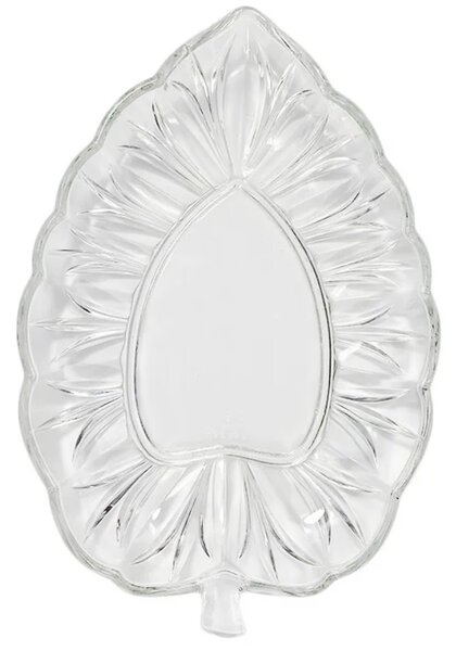 Bol elegant din sticla Pufo Leaf pentru servit aperitive, fructe, prajituri, 30 cm