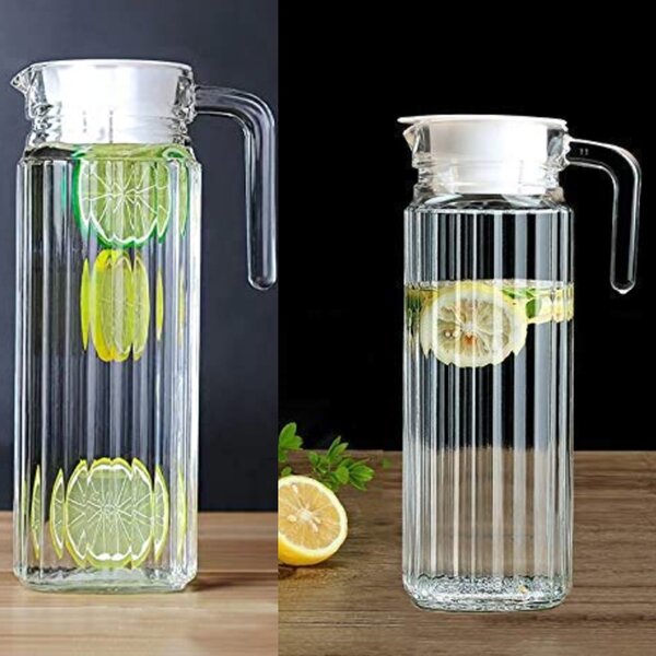Carafa eleganta Pufo Simply din sticla pentru apa, limonada sau suc, 1L, transparent