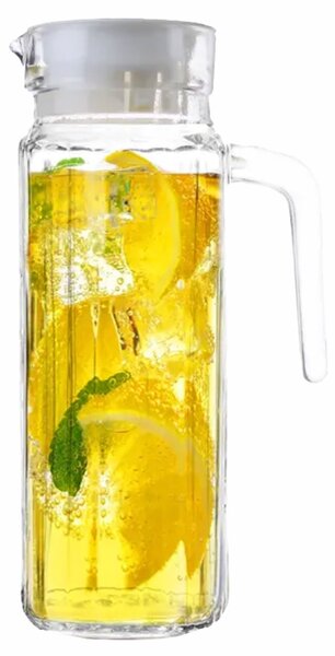 Carafa eleganta Pufo Simply din sticla pentru apa, limonada sau suc, 1L, transparent