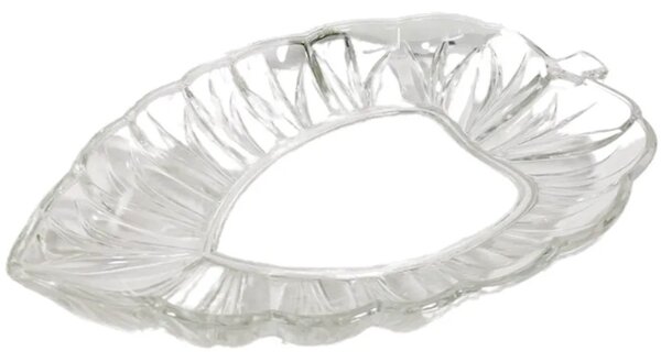 Bol elegant din sticla Pufo Leaf pentru servit aperitive, fructe, prajituri, 30 cm