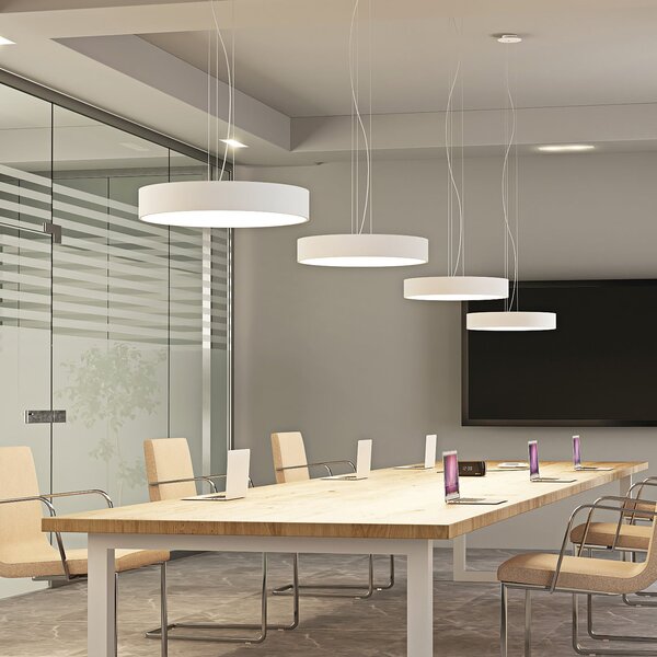 Arcchio Lampă suspendată LED Noabelle, Ø 60 cm, alb, metal, reglabil, Alb, Bucătărie, Metal, Modern