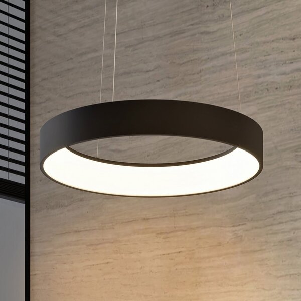 Arcchio Lampă suspendată LED Aleksi, Ø 60 cm, negru, metal, CCT, reglabil, Negru, Bucătărie, Metal, Modern