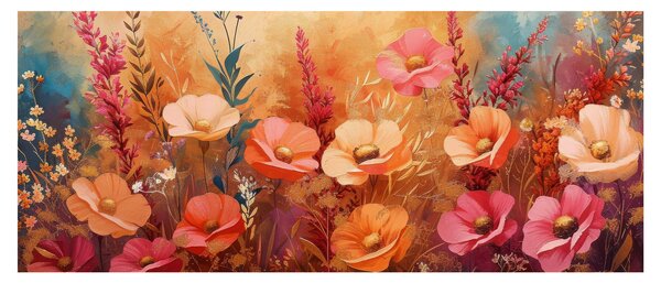 Tablou - Flori de pajiște, pictură (120x50 cm)