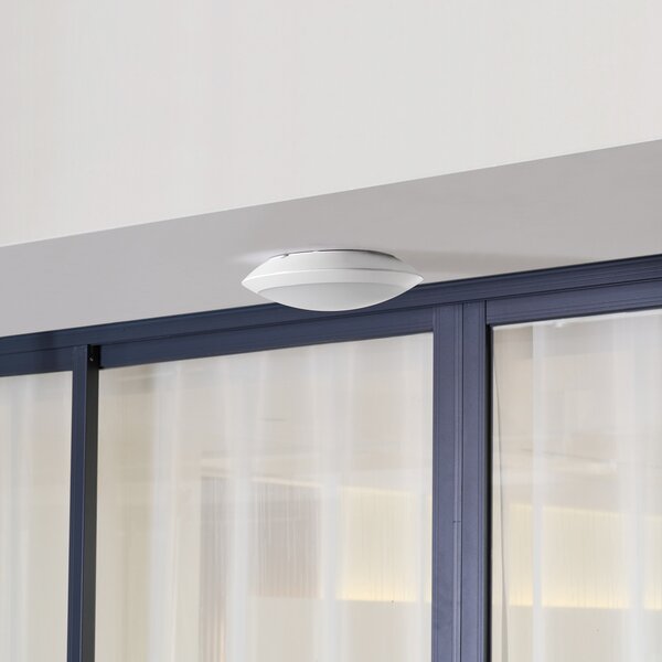 Lindby LED lampă de tavan pentru exterior Naira, alb, senzor, 30 cm, IP65, Alb, Plastic, Modern