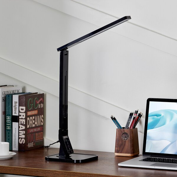 Lindby LED lampă de birou Eleni, negru, CCT, dimabil, reglabil, Negru, Studiu / Birou, Plastic, Modern