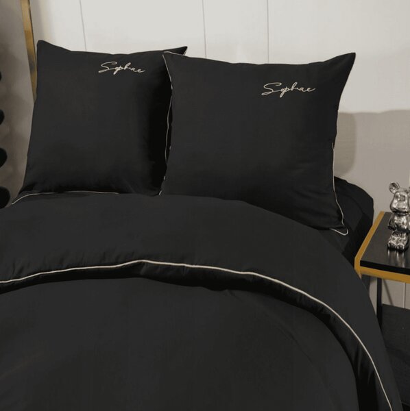 Lenjerie de pat din microfibra cu broderie SOPHAE negru Dimensiune lenjerie de pat: 70 x 80 cm | 140 x 200 cm