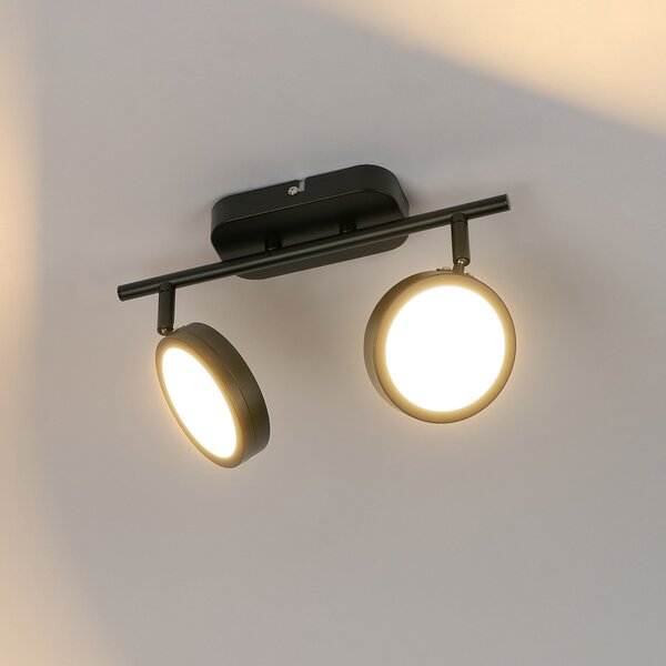 Lindby Spot Neros, negru, 2 lumini, 31,5 cm, CCT, fier, Negru, Camera de zi / sufragerie, Metal, Modern