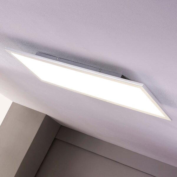 Lindby Panou LED Livel, 4000K, 120cm x 30cm, argintiu, metal, Metalic, Bucătărie, Plastic, Modern
