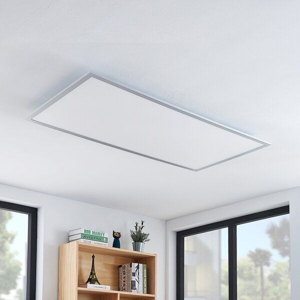 Lindby plafonieră LED Zento, 120 cm, argintiu, 4.000 K, Metalic, Bucătărie, Plastic, Modern