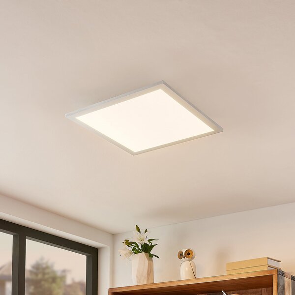 Lindby Smart LED ceiling panel Kjetil 40 x cm Tuya RGB, reglabil, Gri, Studiu / Birou, Metal, Modern