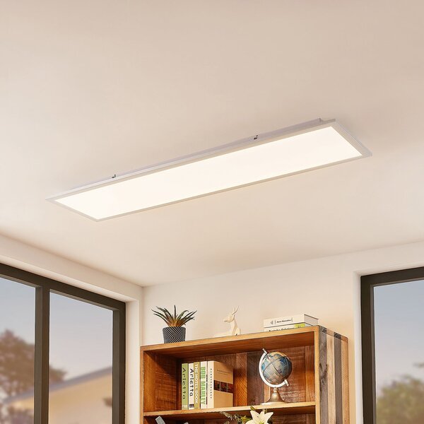 Lindby Smart Panou LED pentru tavan Kjetil 120 x 30 cm Tuya RGB CCT, reglabil, Gri, Studiu / Birou, Plastic, Modern