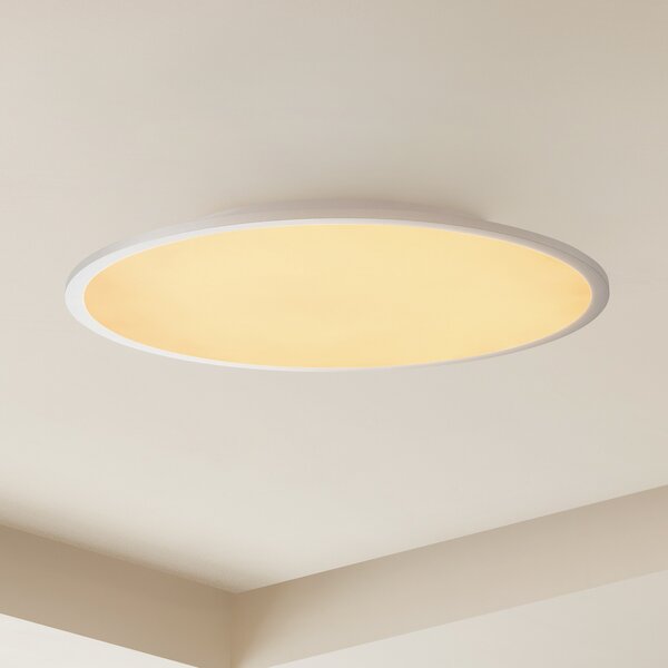 Lindby plafonieră LED Narima, CCT, Ø 60 cm, argintiu, reglabil, Gri, Bucătărie, Plastic, Modern