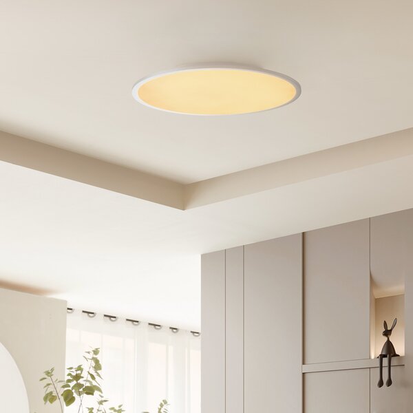 Lindby plafonieră LED Narima, CCT, Ø 60 cm, argintiu, reglabil, Gri, Bucătărie, Plastic, Modern