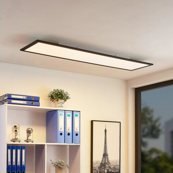 Lindby Panou LED Nelios, 120 x 30 cm, 4000K, negru, metal, Negru, Bucătărie, Plastic, Modern