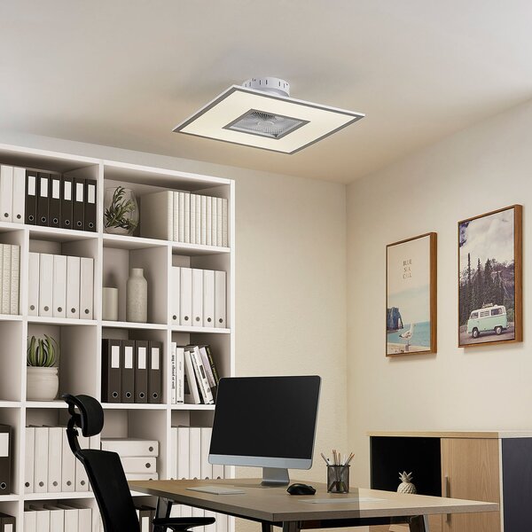 Lindby Ventilator de tavan LED Romea, unghiular, DC, silențios, 60 cm, reglabil, Gri, Camera de zi / sufragerie, Plastic, Modern