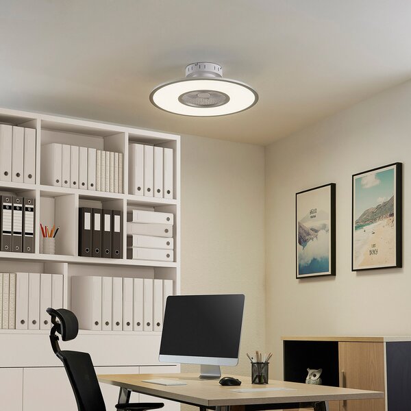 Lindby LED ventilator de tavan Romea, rotund, DC, silențios, 60 cm, reglabil, Gri, Camera de zi / sufragerie, Plastic, Modern