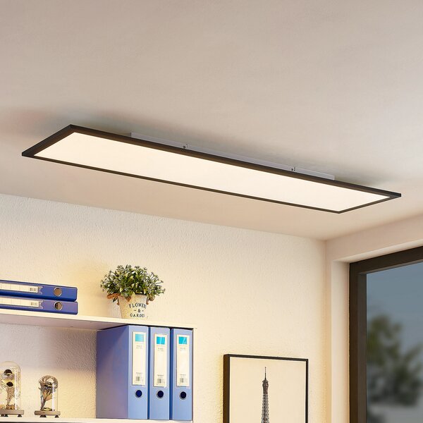 Lindby Panou LED Nelios, 120 x 30 cm, 4000K, negru, metal, Negru, Bucătărie, Plastic, Modern