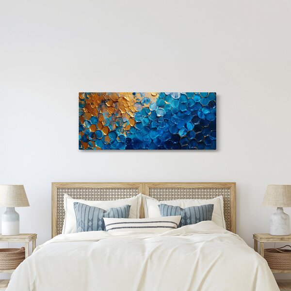 Tablou - Pictura albastru-auriu (120x50 cm)