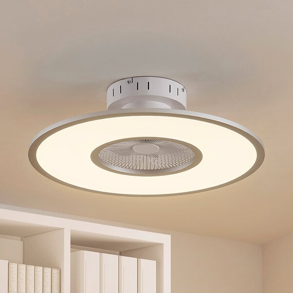Lindby LED ventilator de tavan Romea, rotund, DC, silențios, 60 cm, reglabil, Gri, Camera de zi / sufragerie, Plastic, Modern