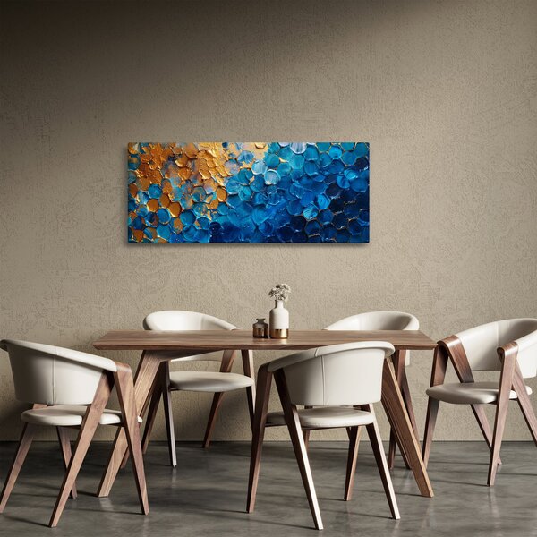 Tablou - Pictura albastru-auriu (120x50 cm)
