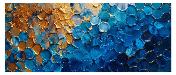 Tablou - Pictura albastru-auriu (120x50 cm)