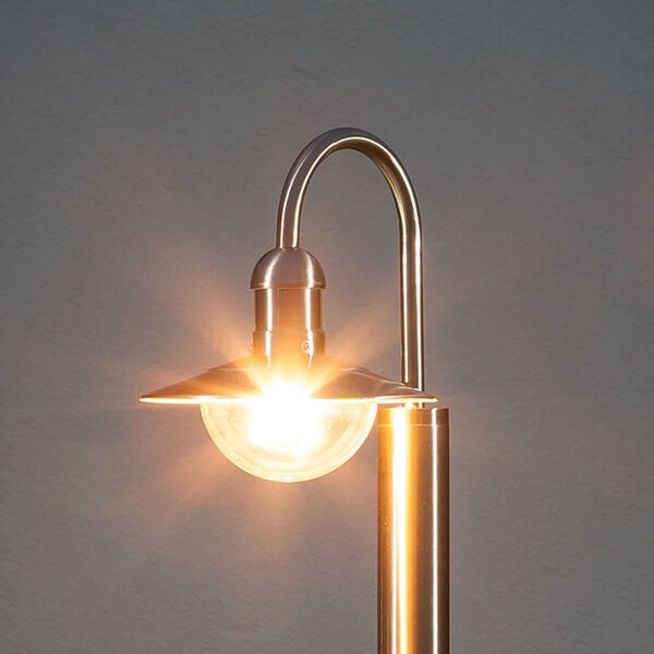 Lindby Bornă luminoasă Damion, 140 cm, oțel inoxidabil, E27, IP44, reglabil, Metalic, Oțel inoxidabil, Modern