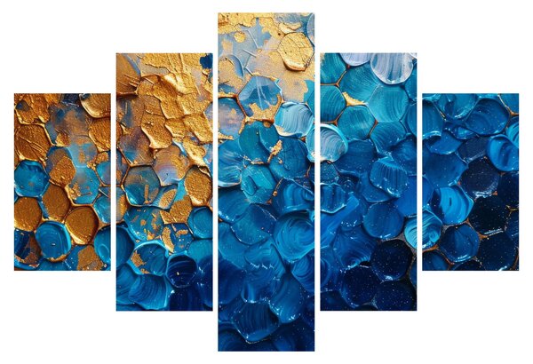 Tablou - Pictura albastru-auriu (150x105 cm)