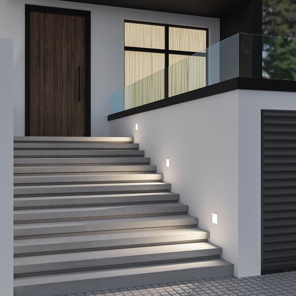 Arcchio LED lampă de perete încastrată Zamo, alb, 11 cm, metal, IP65, reglabil, Alb, Hol, Metal, Modern