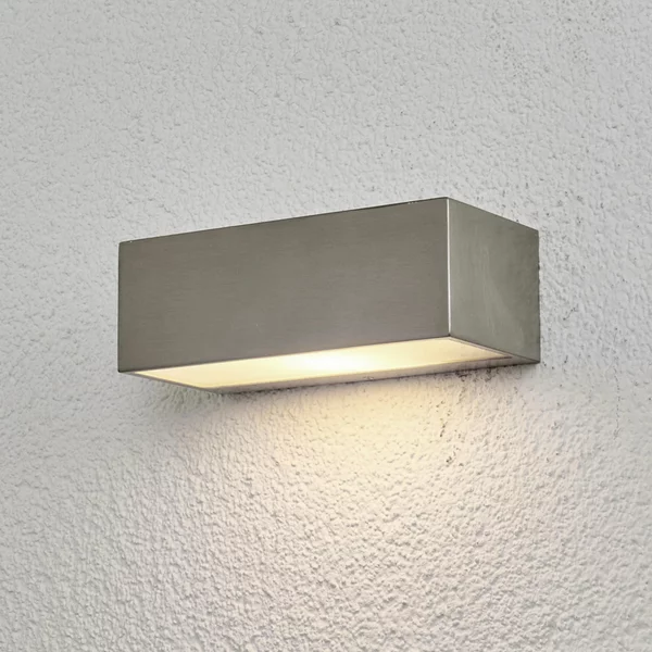 Lindby Aplică de exterior Leonora, 20 cm, unghiulară, oțel inoxidabil, reglabil, Metalic, Metal, Modern
