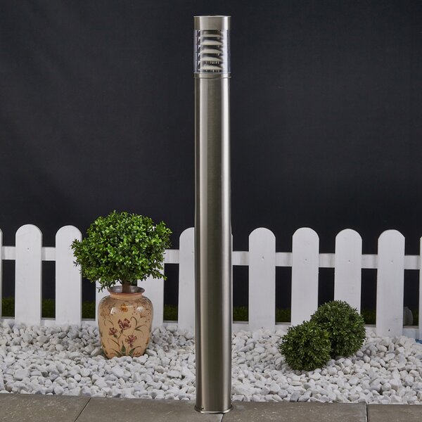 Lindby Bornă luminoasă Enja, 100 cm, oțel inoxidabil, IP44, E27, reglabil, Metalic, Oțel inoxidabil, Modern