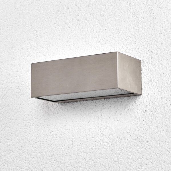 Lindby Aplică de exterior Leonora, 20 cm, unghiulară, oțel inoxidabil, reglabil, Metalic, Metal, Modern