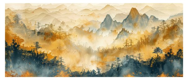 Tablou - Munți, acuarelă (120x50 cm)