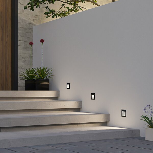 Arcchio LED lampă de perete încastrată Zamo, louvre, negru, IP65, reglabil, Negru, Hol, Metal, Modern