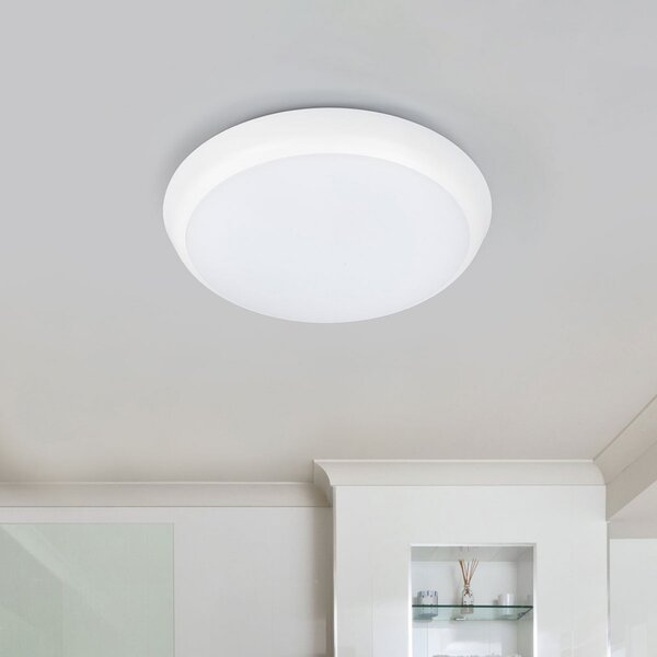 Arcchio plafonieră LED Augustin, Ø 20 cm, 4.000 K, IP54, Alb, Baie, Plastic, Modern