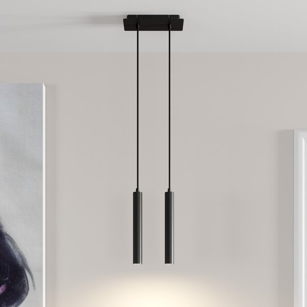 Arcchio Lampă suspendată LED Franka, 2 becuri, negru, aluminiu, Negru, Camera de zi / sufragerie, Metal, Modern
