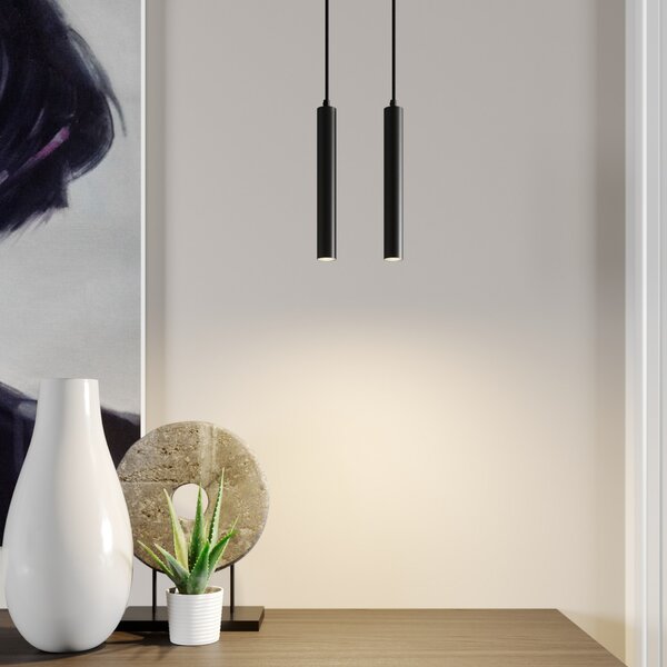 Arcchio Lampă suspendată LED Franka, 2 becuri, negru, aluminiu, Negru, Camera de zi / sufragerie, Metal, Modern