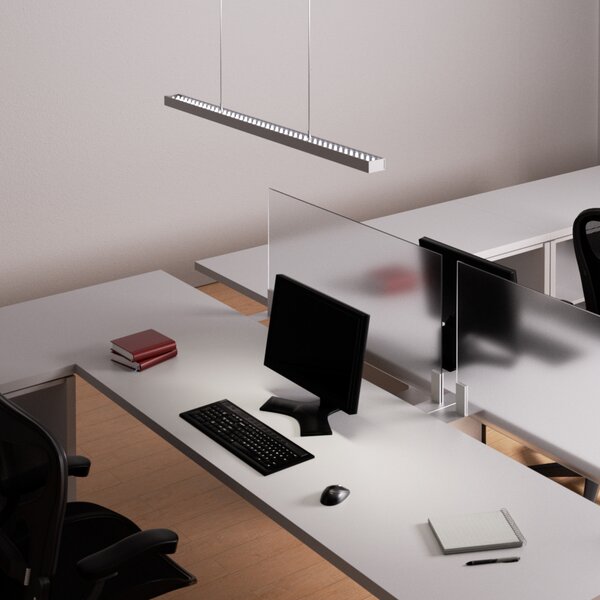 Arcchio lampă suspendată LED pentru birou Jolinda, argintiu, 118cm, sus/jos, Gri, Studiu / Birou, Metal, Modern