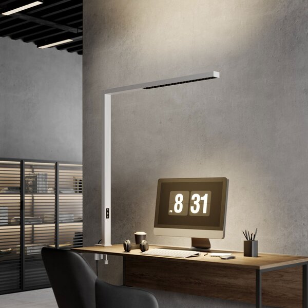 Arcchio LED lampă de birou Jolinda, alb, metal, dimabil, reglabil, Alb, Studiu / Birou, Metal, Modern, Birou de masă