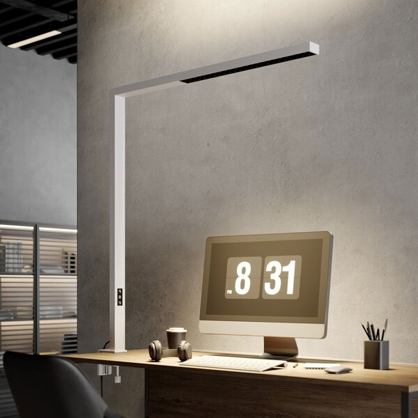 Arcchio LED lampă de birou Jolinda, alb, metal, dimabil, reglabil, Alb, Studiu / Birou, Metal, Modern, Birou de masă
