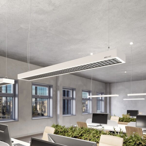 Arcchio Susi LED lampă suspendată pentru birou, alb, 120 cm, 4.000K, DALI, reglabil, Alb, Studiu / Birou, Aluminiu, Modern