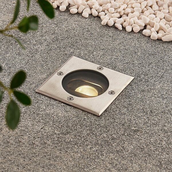 Lucande Doris - Spot de pardoseală cu LED, formă unghiulară, Metalic, Metal, Modern, Luminile încastrate unghiulare