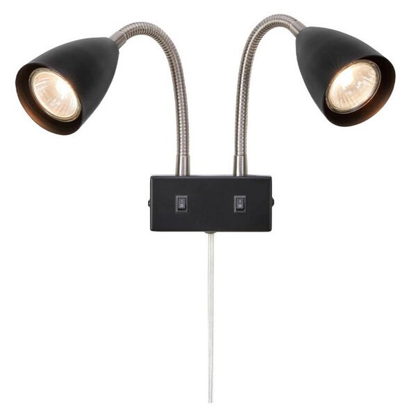 Lampă de perete Markslöjd, Negru, dormitor, Metal