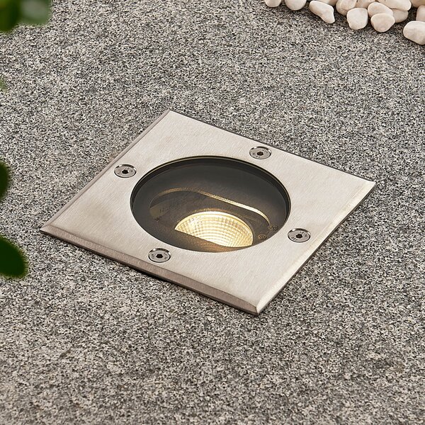 Lucande Doris - Spot de pardoseală cu LED, formă unghiulară, Metalic, Metal, Modern, Luminile încastrate unghiulare