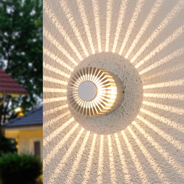 Lucande Aplică de exterior Lennias cu LED, culoare Al, Metalic, Baie, Metal, Modern