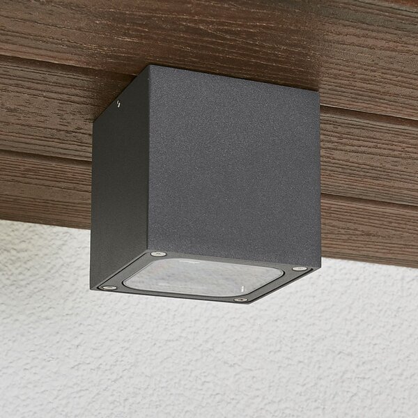 Lucande Plafonieră LED Tanea, 10x10 cm, gri închis, IP54, Gri, Metal, Modern